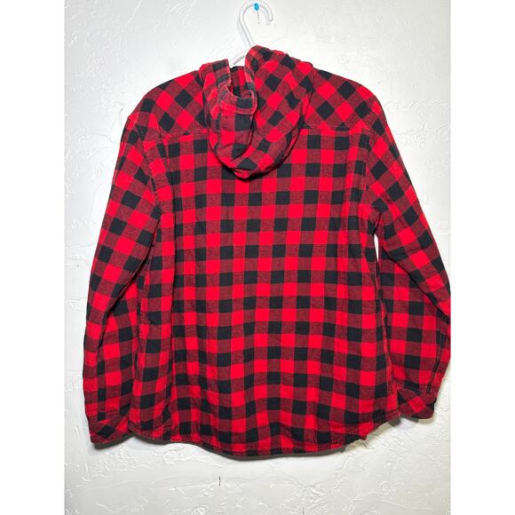 Boston Traders plaid hooded sherpa lined shacket womens large chore outdoors - Picture 4 of 7